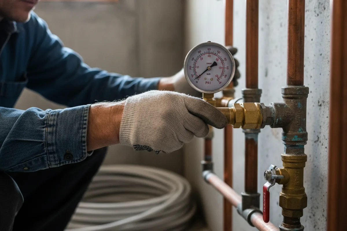 Pressure testing a repaired line during Water Line Repair in Big Clifty